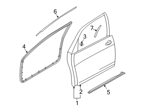 2006 Nissan Maxima Front Door Weatherstrip-Front Door, RH Diagram for 808307Y000
