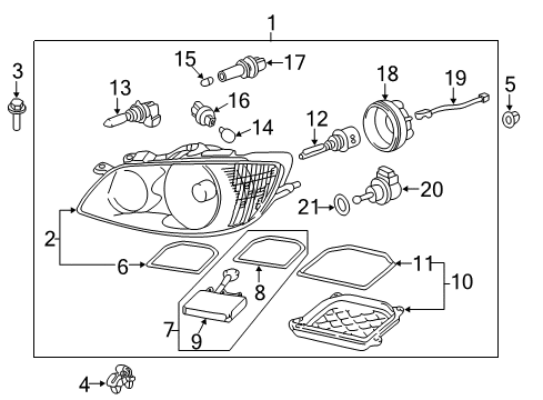 2004 Lexus IS300 Headlamps, Headlamp Washers/Wipers Headlamp Assembly, Left Diagram for 8115053200