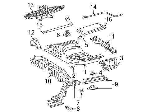 2006 Toyota Corolla Rear Body - Floor & Rails Jack Carrier Diagram for 5879112200