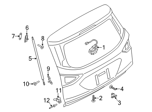 2018 Ford Escape Lift Gate Locator Diagram for GJ5Z7840174A