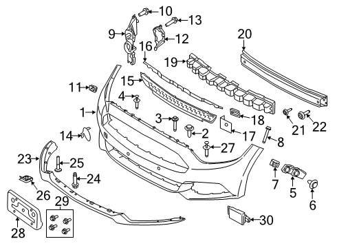 2015 Ford Mustang Front Bumper Valance Screw Diagram for W715060S450B
