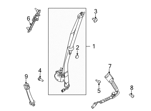 1999 Audi A4 Seat Belt Seat Belt Assembly Upper Bolt Diagram for W713089S437