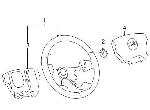 2007 Hummer H3 Steering Column & Wheel, Steering Gear & Linkage, Housing & Components Steering Wheel Nut Diagram for 11609587