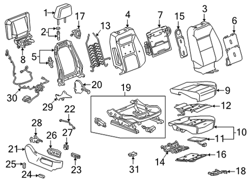 2021 Chevrolet Suburban Heated Seats Seat Back Pad Diagram for 84768497