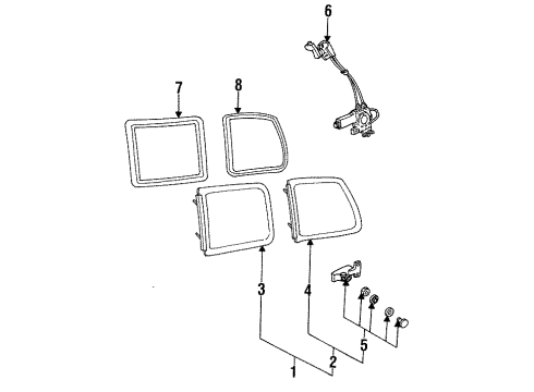 1996 Mercury Villager Side Panel - Glass & Hardware Weatherstrip Diagram for F8XY12305A28AA