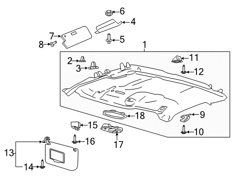 2017 Ford F-250 Super Duty Interior Trim - Cab Sunvisor Diagram for HC3Z2504104AA
