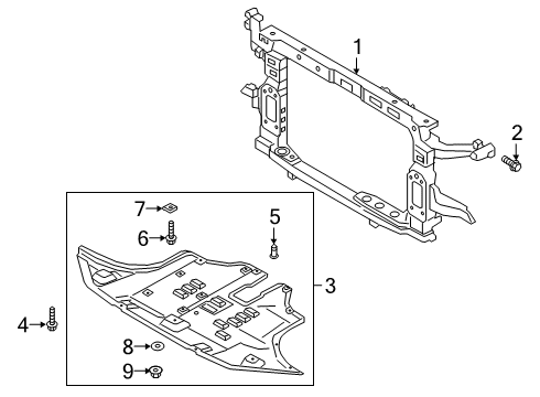 2020 Hyundai Santa Fe Radiator Support, Splash Shields Carrier Assembly-Front End Module Diagram for 64101S2100