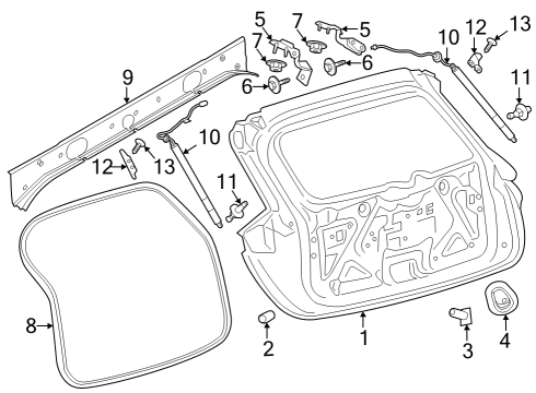 2022 Lincoln Corsair Lift Gate WEATHERSTRIP - LUGGAGE COMPART Diagram for LJ7Z7843720D
