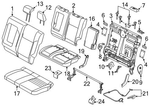 2013 Ford C-Max Rear Seat Components Latch Cover Diagram for DM5Z78624A08AA