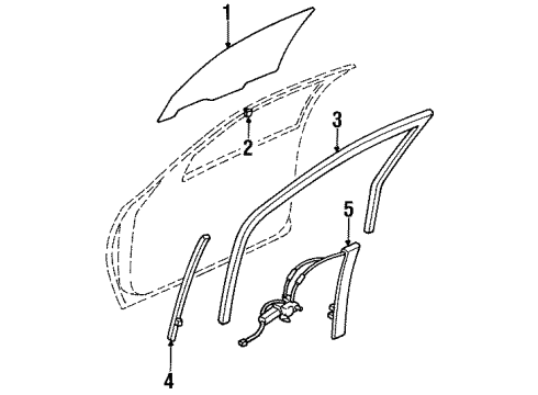 1996 Kia Sportage Front Door Chan-Glass Run A, LH Diagram for 0K01959605B