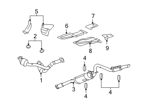 2007 GMC Yukon XL 1500 Exhaust Components Exhaust Muffler Assembly (W/ Resonator, Exhaust & Tail Pipe Diagram for 25920416