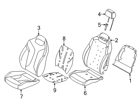 2020 BMW 840i xDrive Heated Seats FOAM PAD BASIC BACKREST LEFT Diagram for 52107444775