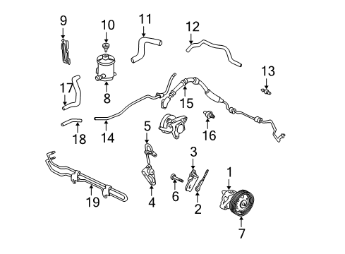 2002 Acura MDX P/S Pump & Hoses, Steering Gear & Linkage Pump Sub-Assembly, Power Steering (Reman) Diagram for 06561PGK505RM