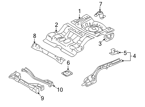 2009 Ford Fusion Rear Floor & Rails Center Floor Pan Diagram for 6E5Z5411160AA