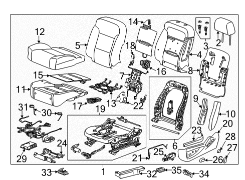 2017 Chevrolet Silverado 3500 HD Driver Seat Components Adjuster Switch Diagram for 23247095