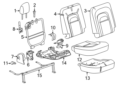 2019 Chevrolet Colorado Rear Seat Components Seat Cushion Pad Diagram for 84664221