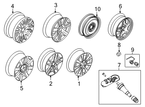 2010 Mercury Milan Wheels Wheel, Alloy Diagram for AN7Z1007A