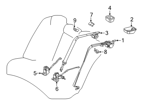 2019 Lexus ES300h Seat Belt Belt Assembly, FR Seat Diagram for 7323033A40C0
