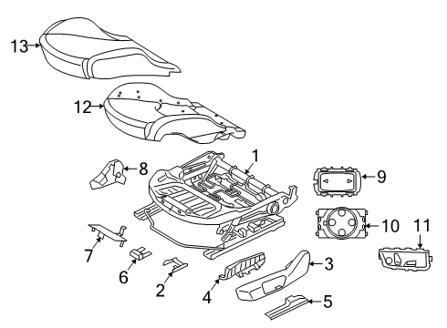 2022 Toyota GR Supra Driver Seat Components Seat Cushion Pad Diagram for 71511WAA05