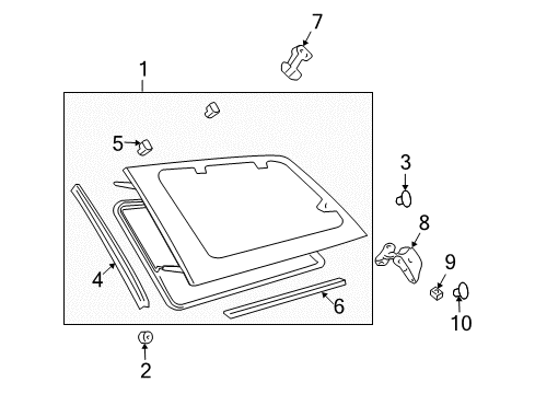 2005 Toyota Sienna Side Glass Weatherstrip Diagram for 62743AE010
