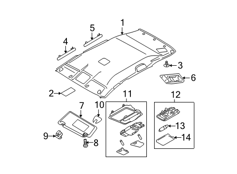 2009 Nissan Rogue Interior Trim - Roof Headlining Assy Diagram for 73910JM03A