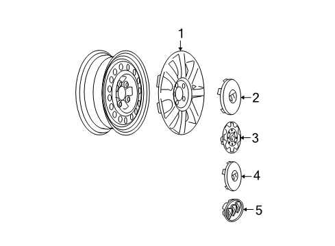 2007 Buick LaCrosse Wheel Covers & Trim Wheel Cover Diagram for 9597325