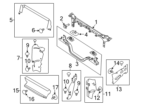 2014 Ford F-250 Super Duty Radiator Support Side Air Baffle Retainer Diagram for W713661S300