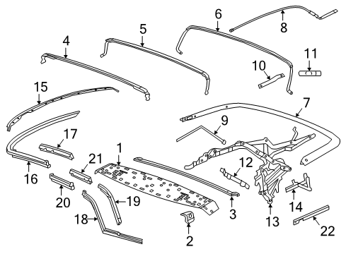 2017 Chevrolet Camaro Frame & Components - Convertible Top Guide Diagram for 84244056