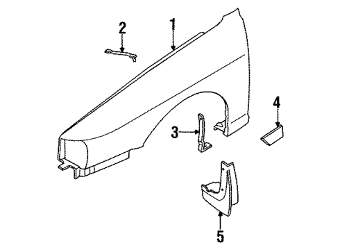 1994 Infiniti G20 Fender & Components, Exterior Trim Moulding-Front Fender, Rear RH Diagram for 638740J262