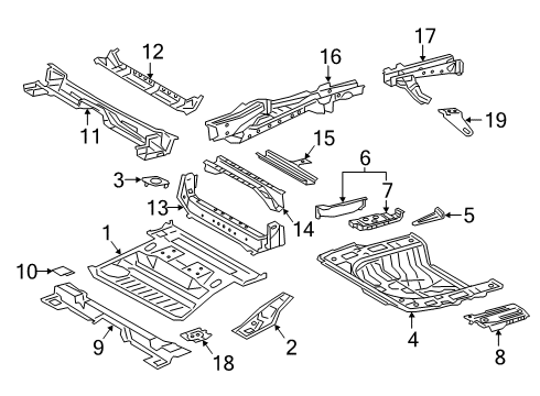 2019 Toyota RAV4 Rear Body - Floor & Rails Front Rail Diagram for 576110R900