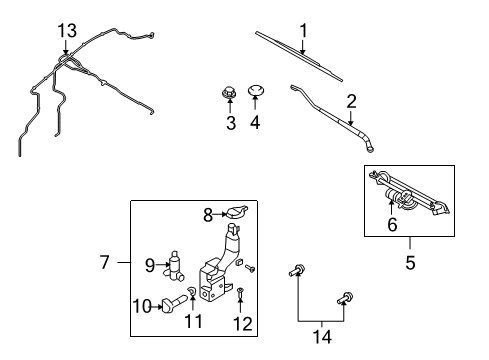 2009 Lincoln MKX Wiper & Washer Components Motor & Linkage Diagram for 8T4Z17508A