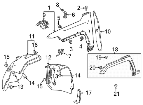 Fender & Components, Exterior Trim Insulator Retainer Diagram for 11603196