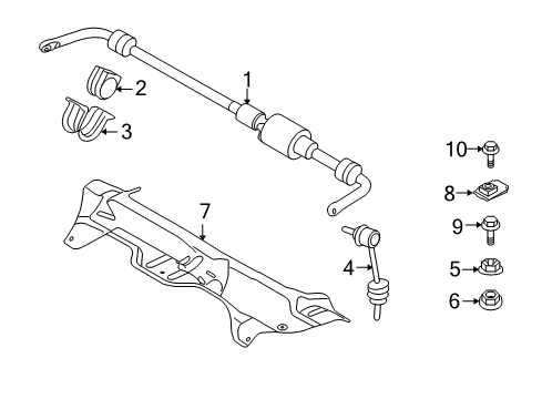 2007 BMW X5 Rear Suspension, Lower Control Arm, Upper Control Arm, Ride Control, Stabilizer Bar, Suspension Components C-Clip Nut Diagram for 07147151144