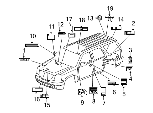 2008 GMC Yukon Information Labels Caution Label Diagram for 15906948