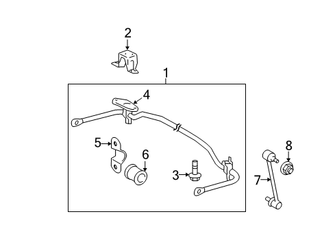 2009 Toyota Highlander Rear Suspension Components, Stabilizer Bar Stabilizer Bar Mount Bolt Diagram for 90119A0009