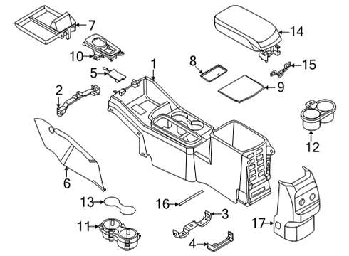 2022 Ford Maverick Center Console PANEL ASY - CONSOLE Diagram for NZ6Z26045A76AB