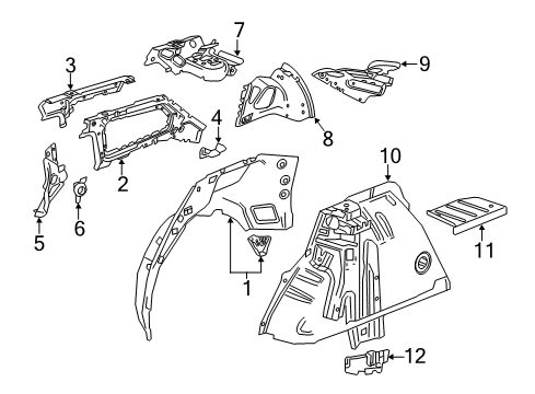 2019 Buick Regal TourX Inner Structure - Quarter Panel Inner Wheelhouse Diagram for 39176924