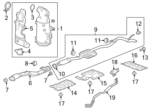 2019 GMC Terrain Exhaust Components Muffler & Pipe Diagram for 84364855