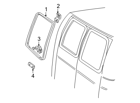 1993 Ford E-150 Econoline Club Wagon Back Door - Glass & Hardware Rear Glass Spacer Diagram for F6UZ15420A34AA