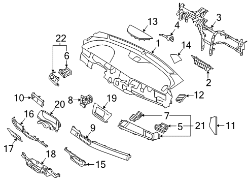 2019 Kia Niro Instrument Panel Duct Assembly-Center Air Ventilator Diagram for 97410G5000CG1