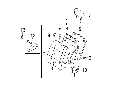 2007 Nissan Quest Front Seat Components Cover-ARMREST Diagram for 87705ZM00A