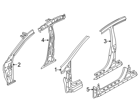 2016 Hyundai Elantra Center Pillar, Hinge Pillar, Rocker Pillar Assembly-Center Outer, LH Diagram for 714013XB00