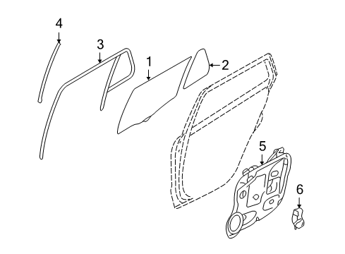 2011 Hyundai Santa Fe Rear Door Run Assembly-Rear Door Window Glass RH Diagram for 835410W000