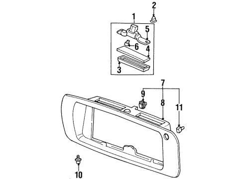 1995 Honda Prelude License Lamps Light Assembly, License Diagram for 34100SS0013