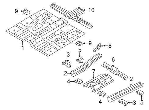 2012 Hyundai Santa Fe Floor Crossmember Assembly-Front Seat Diagram for 651500W500