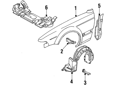 1992 Acura Legend Fender & Components Fender, Right Front (Inner) Diagram for 74101SP0000