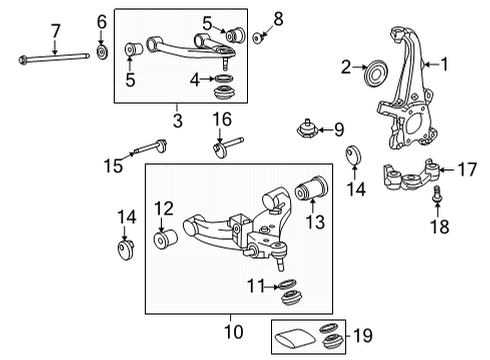 Front Suspension, Lower Control Arm, Upper Control Arm, Stabilizer Bar, Suspension Components NUT, CASTLE Diagram for 90171A0012