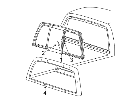 1997 Ford F-250 Back Glass, Reveal Moldings Molding Diagram for 3L3Z1842430AAB