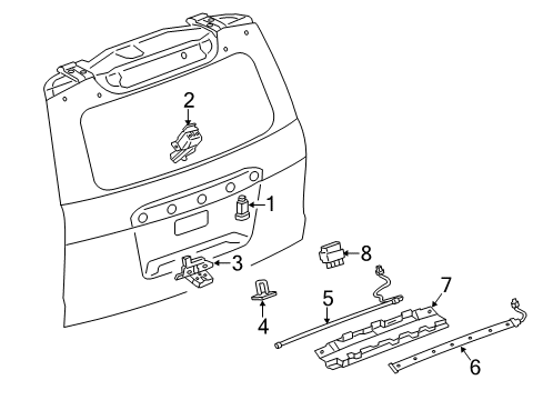 2015 Chevrolet Suburban Lift Gate Sensor Bracket Diagram for 23256141