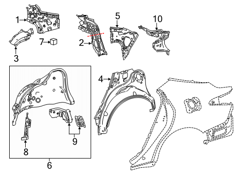 2018 Toyota Camry Inner Structure - Quarter Panel Inner Wheelhouse Diagram for 6160706090